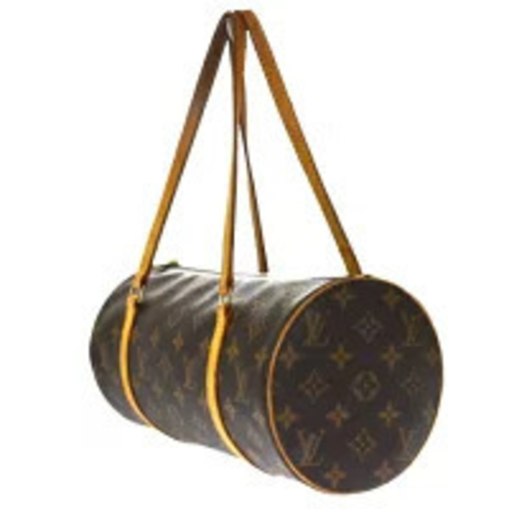 Louis Vuitton Papillon Cylindrical Handbag Leather Monogram Brown